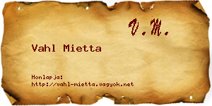 Vahl Mietta névjegykártya